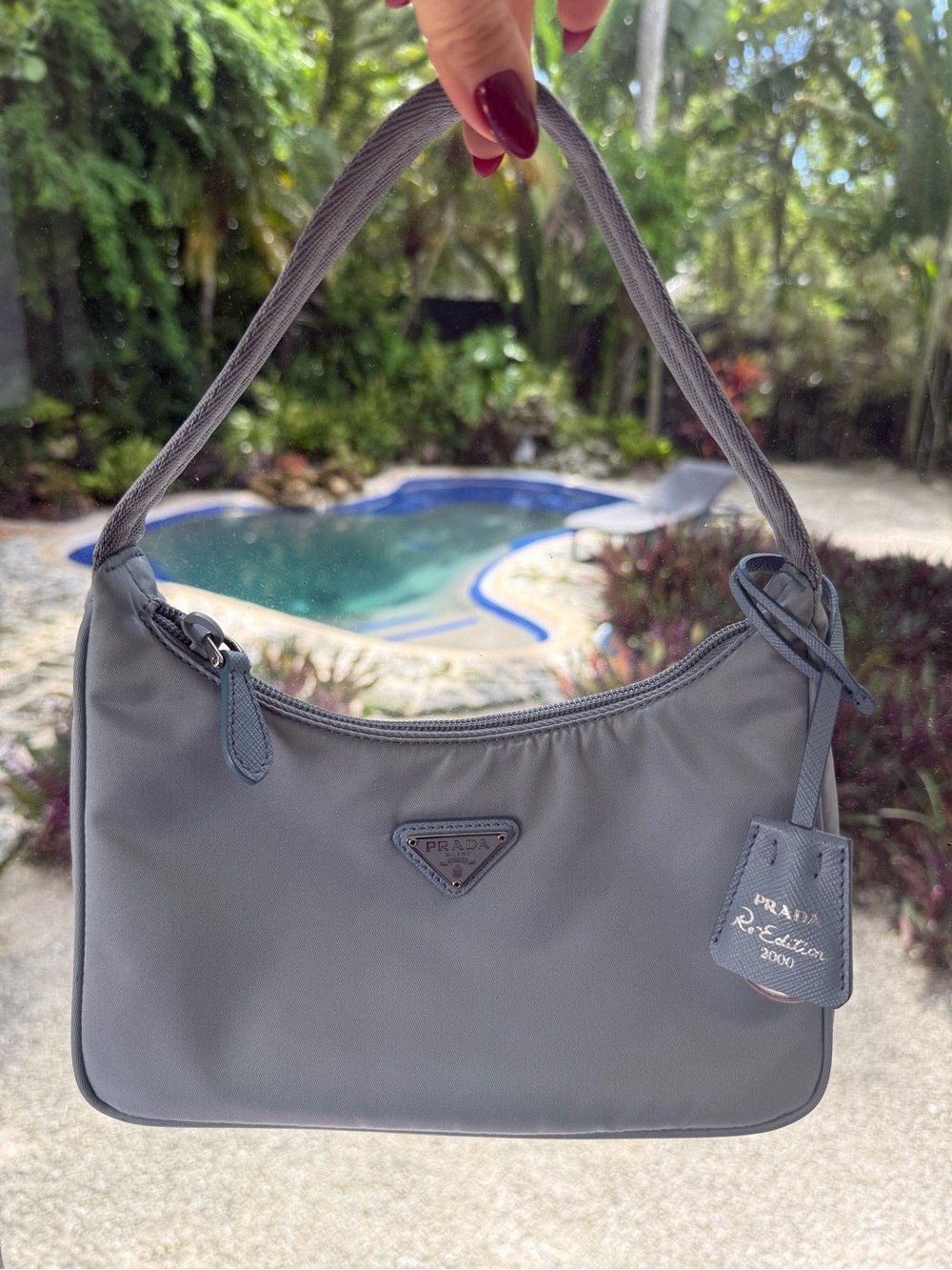 PRADA Re-Edition 2000 Light Blue Nylon Shoulder Bag - Pristine condition